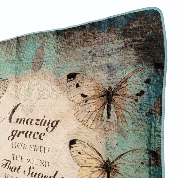 Christine Adolph New Amazing Grace Quilted Throw Blanket 50"X60" Butterflies - Picture 9 of 13